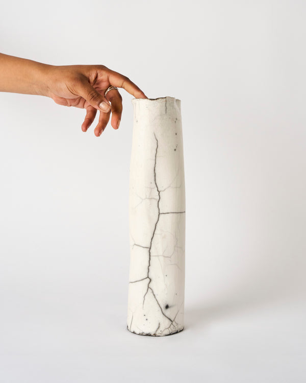 Lia Klugman — 'Naked and Raku Cylinder #3' Sculptural Vessel, 2024