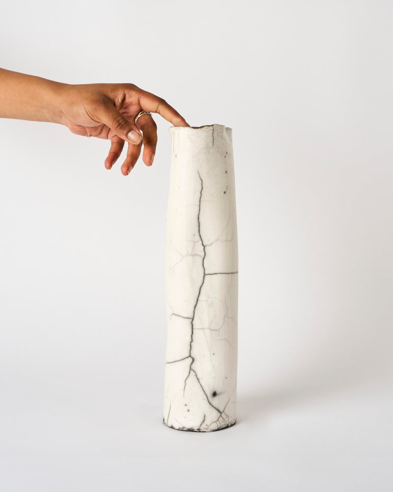 Lia Klugman — 'Naked and Raku Cylinder #3' Sculptural Vessel, 2024