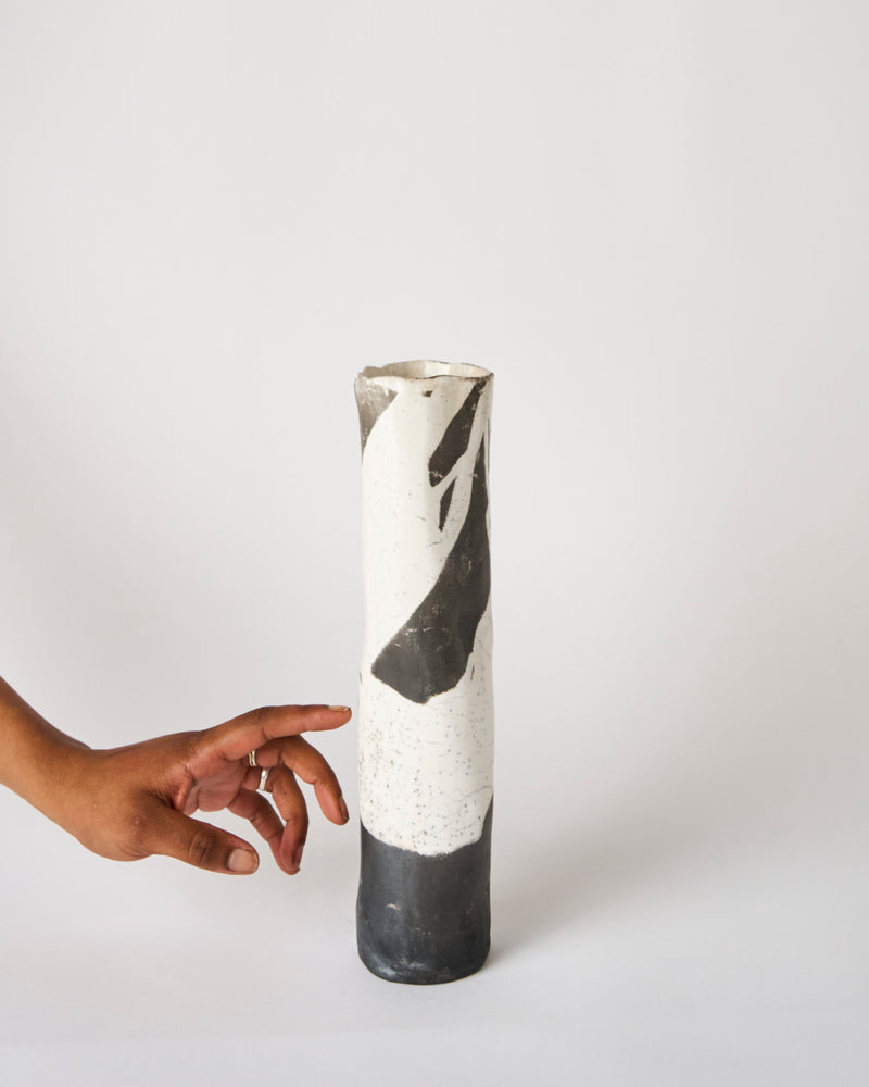 Lia Klugman — 'Naked and Raku Cylinder #8' Sculptural Vessel, 2024