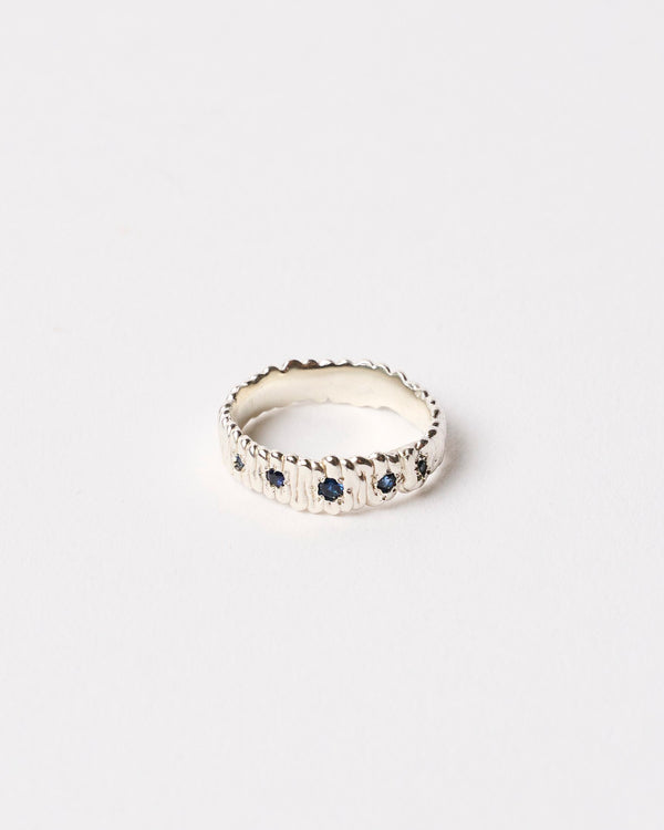 Sophie Quinn  — 'Blue Off-Beat' Band in Sterling Silver with Sapphires