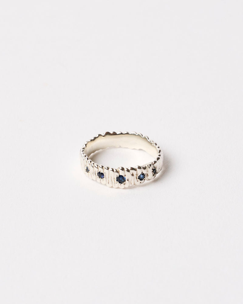 Sophie Quinn  — 'Blue Off-Beat' Band in Sterling Silver with Sapphires