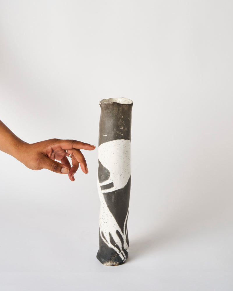 Lia Klugman — 'Naked and Raku Cylinder #9' Sculptural Vessel, 2024