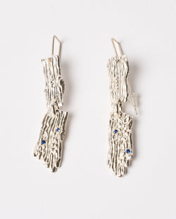 Sophie Quinn  — 'Tandem Wing Sapphire' Earrings in Sterling Silver