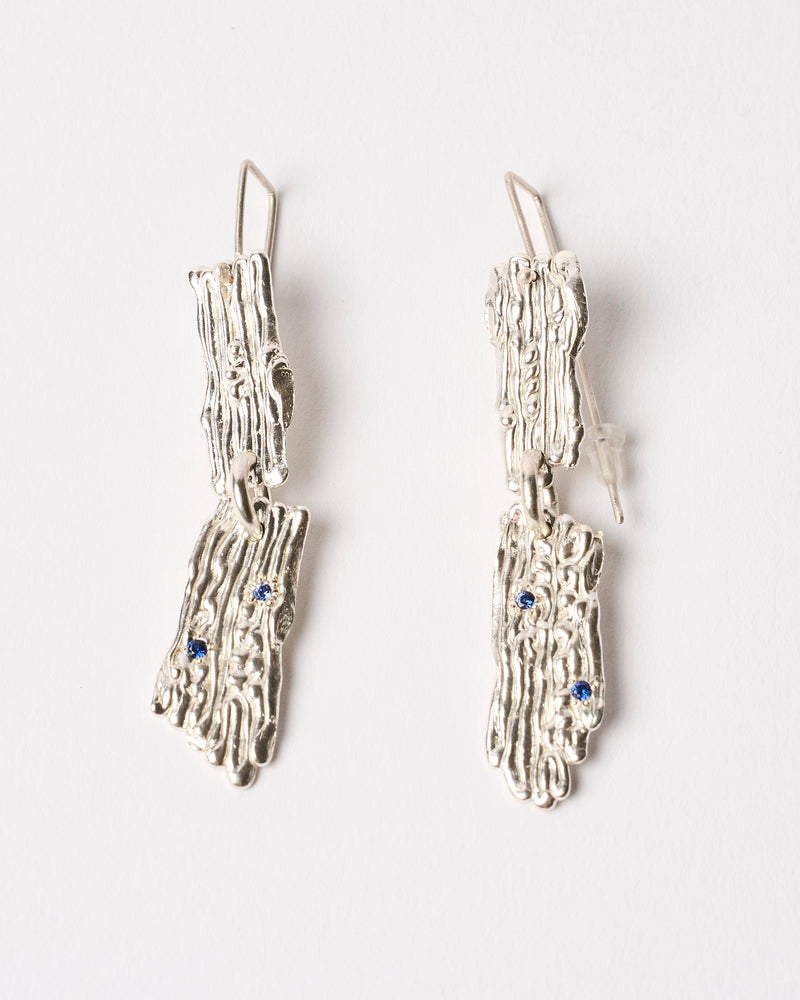Sophie Quinn  — 'Tandem Wing Sapphire' Earrings in Sterling Silver