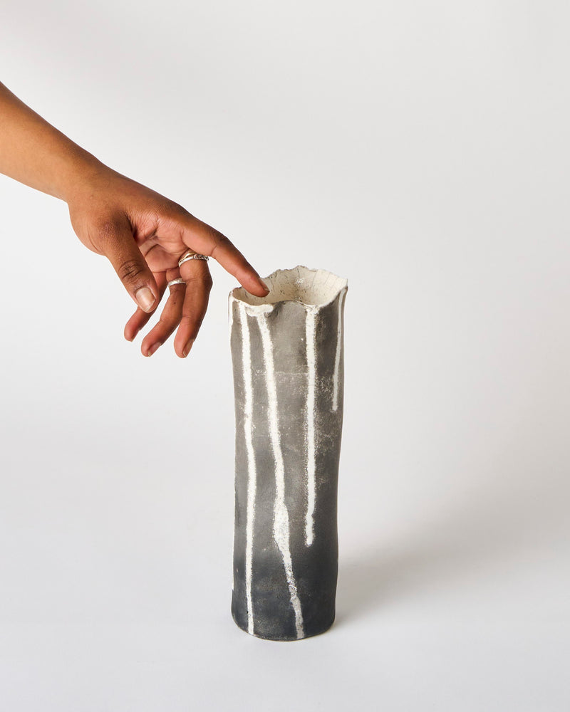 Lia Klugman — 'Naked and Raku Cylinder #11' Sculptural Vessel, 2024