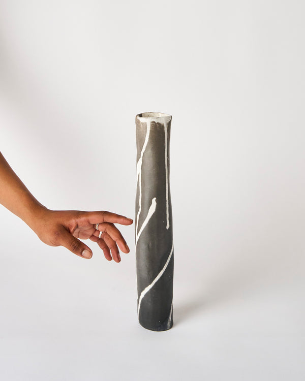 Lia Klugman — 'Naked and Raku Cylinder #12' Sculptural Vessel, 2024