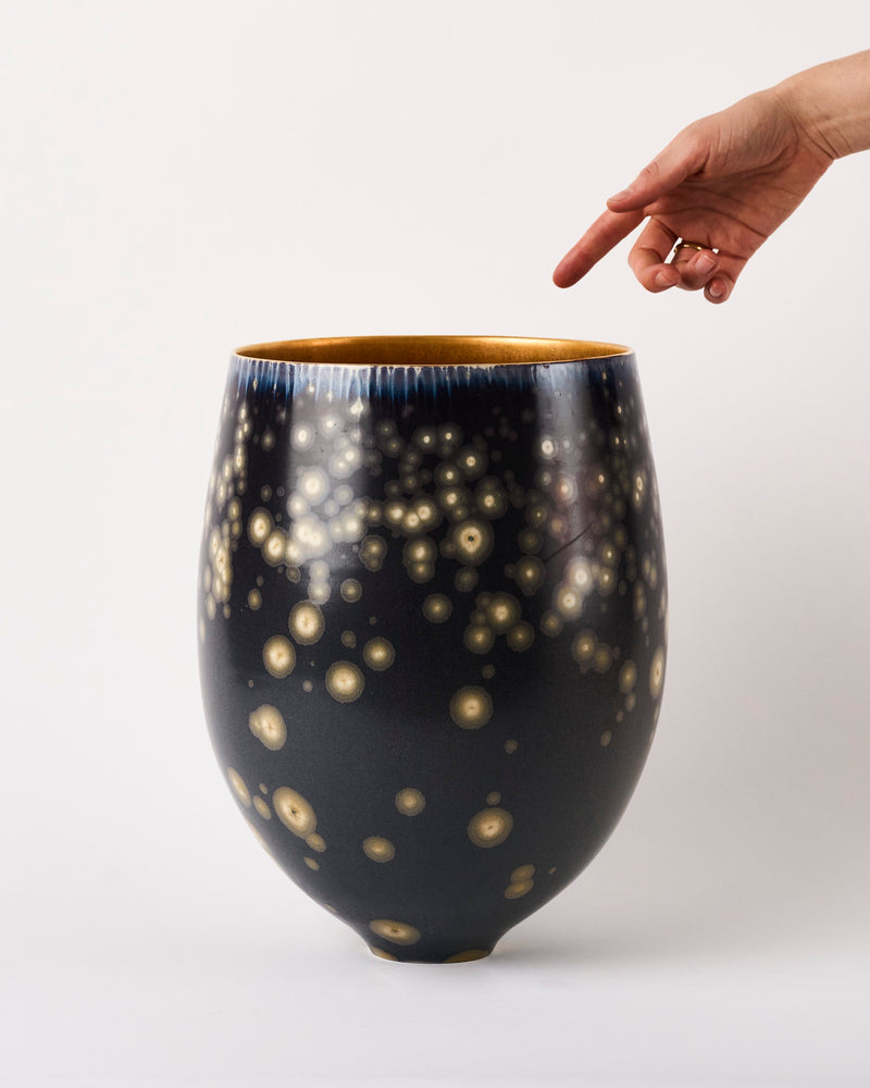 Ted Secombe — Large Crystalline Glaze Bowl, 'Night Glazy'
