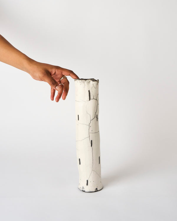 Lia Klugman — 'Naked and Raku Cylinder #15' Sculptural Vessel, 2024