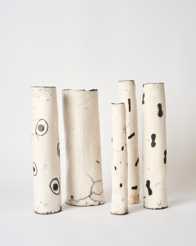 Lia Klugman — 'Naked and Raku Cylinder #1' Sculptural Vessel, 2024