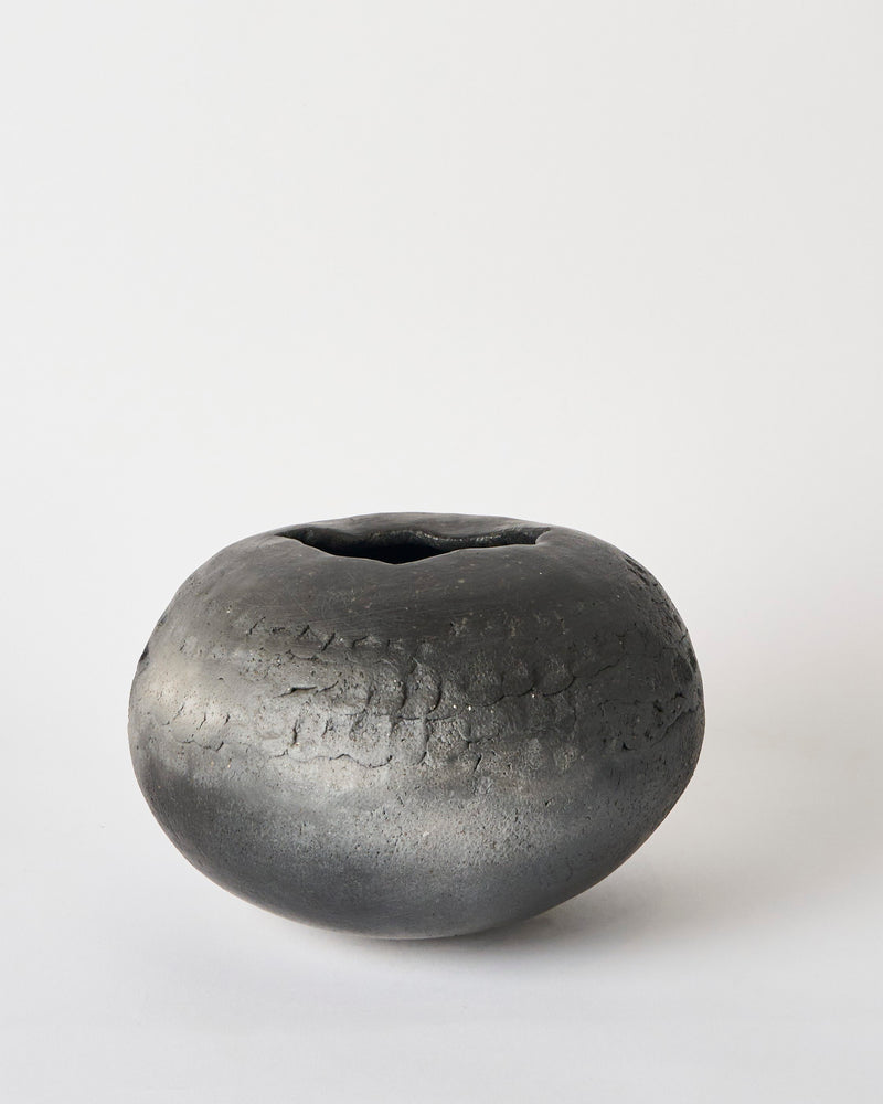 Jill Symes — 'Blackware Oval' Sculptural Vessel, 2024