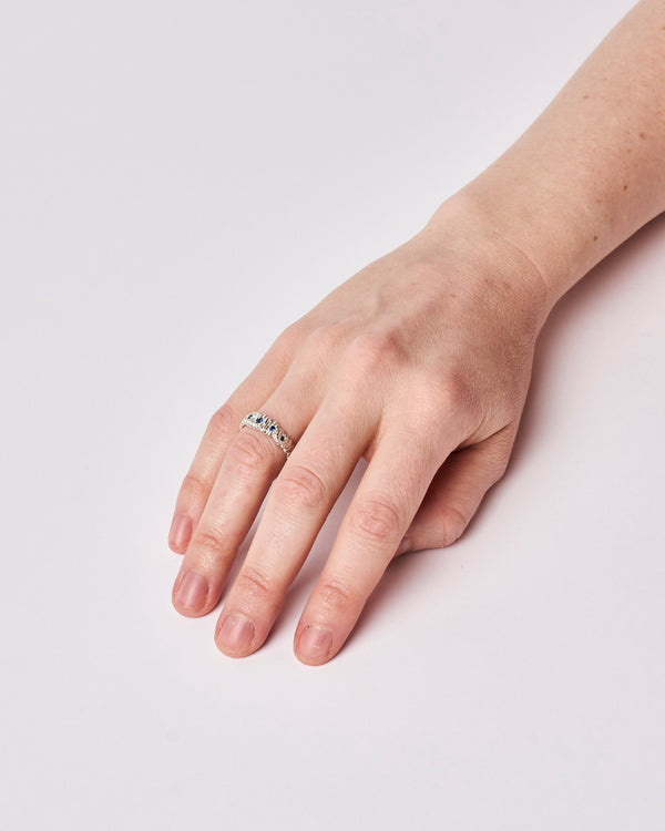 Sophie Quinn  — 'Blue Off-Beat' Band in Sterling Silver with Sapphires