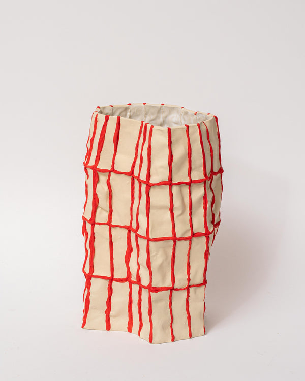 Lucy Tolan — Tile Vessel in White and Red