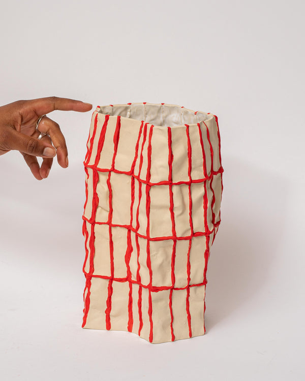 Lucy Tolan — Tile Vessel in White and Red