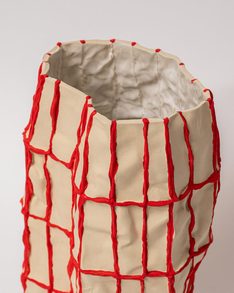 Lucy Tolan — Tile Vessel in White and Red