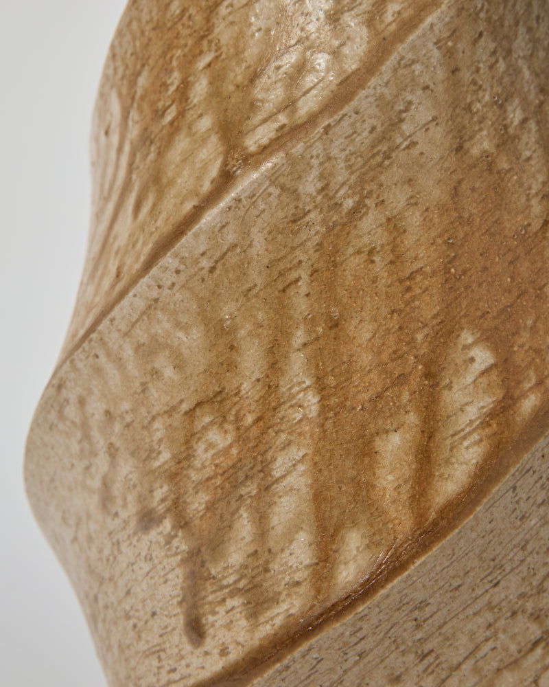 Terunobu Hirata — Twist Faceted Column Vase in Light Ash Glaze