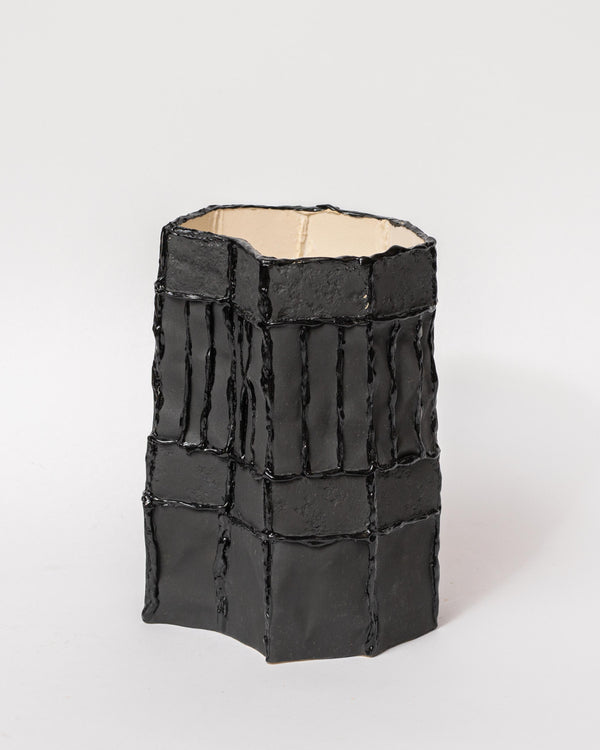Lucy Tolan — Rock Pressed Tile Vessel in Black