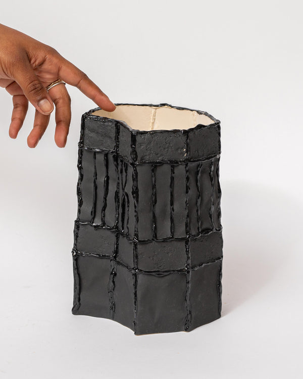 Lucy Tolan — Rock Pressed Tile Vessel in Black