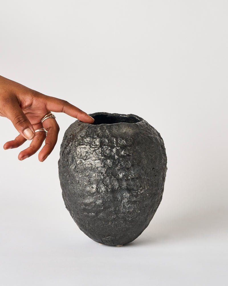 Jill Symes — 'Blackware Oval Upright' Sculptural Vessel, 2024