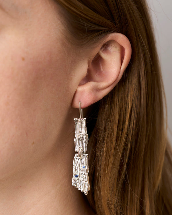 Sophie Quinn  — 'Tandem Wing Sapphire' Earrings in Sterling Silver