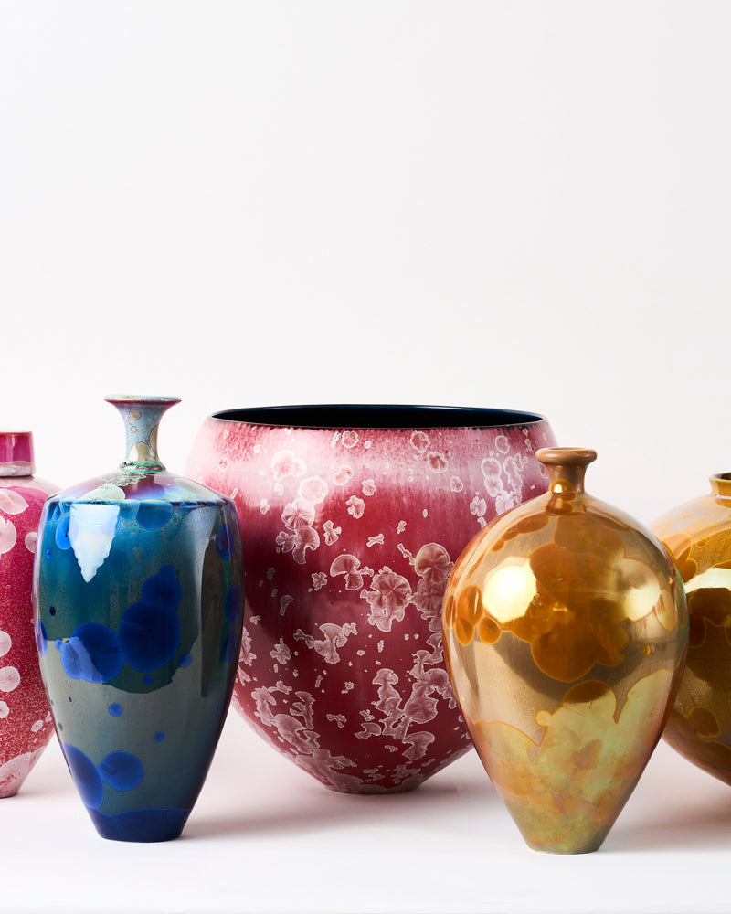 Ted Secombe — Crystalline Glaze Jar, 'Pink with Crystals'