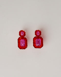 Kath Inglis  — 'Gem Hook - Red and Pink' Earrings