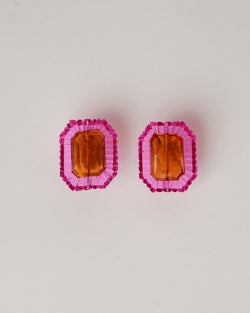 Kath Inglis  — 'Mega Gem Studs - Pink and Orange' Earrings