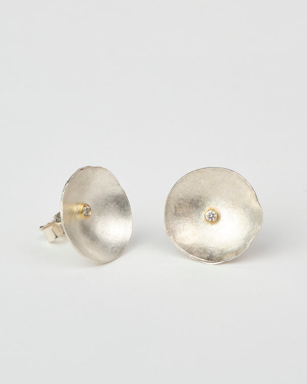 Shimara Carlow — 'Lunar' Stud Earrings with Diamonds