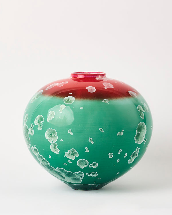 Ted Secombe — Large Crystalline Glaze Vessel, 'Watermelon'
