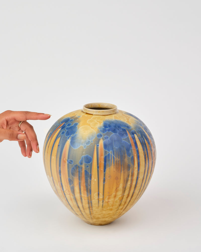 Ted Secombe — Medium Crystalline Glaze Pot, in Sand & Sea