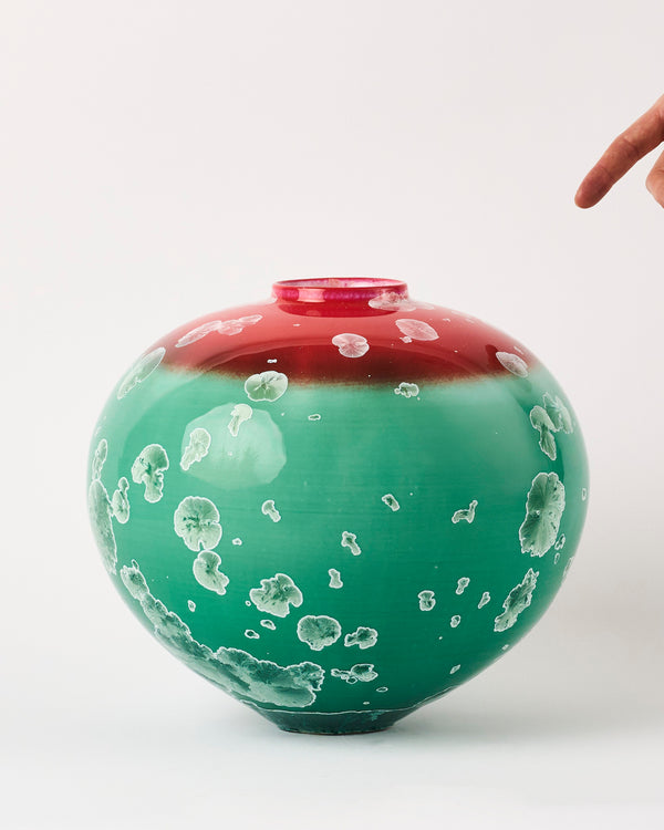 Ted Secombe — Large Crystalline Glaze Vessel, 'Watermelon'