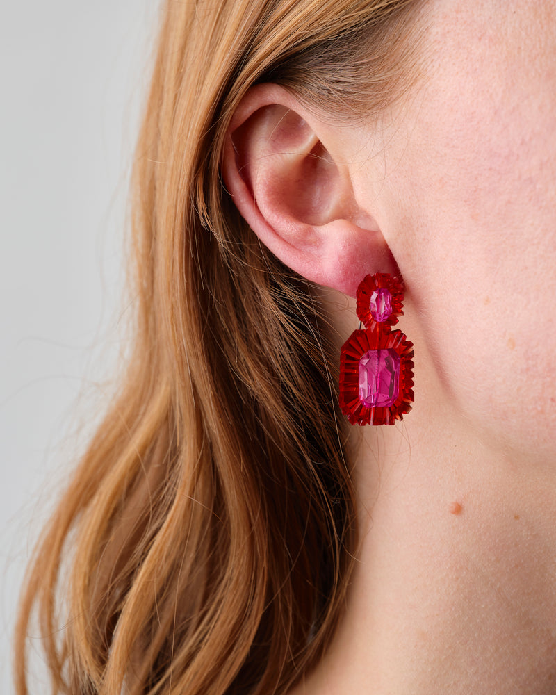 Kath Inglis  — 'Gem Hook - Red and Pink' Earrings