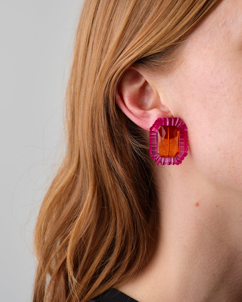 Kath Inglis  — 'Mega Gem Studs - Pink and Orange' Earrings