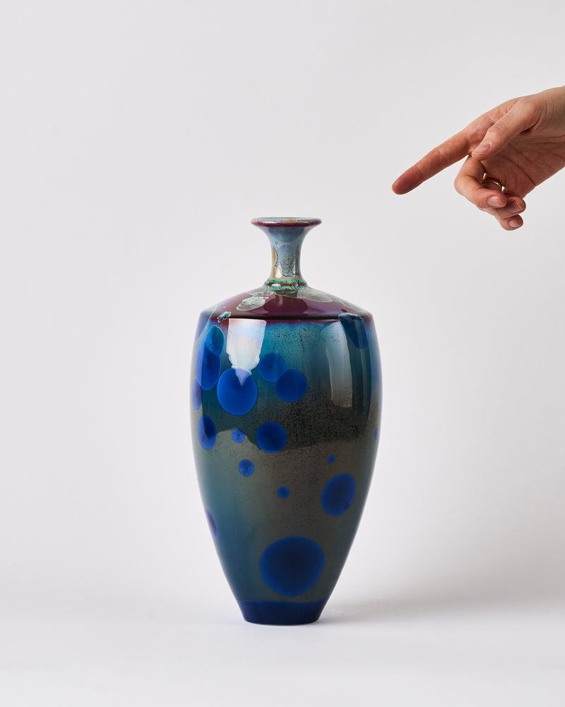 Ted Secombe — Crystalline Glaze Vase, 'Copper and Cobalt'