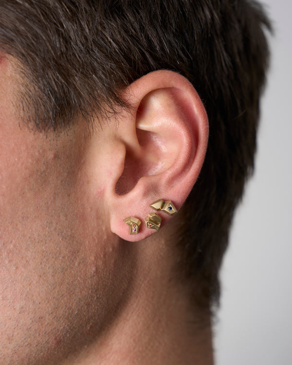Lauren Trojkovic — 'Crystalline VIII' Stud in Gold with Sapphires