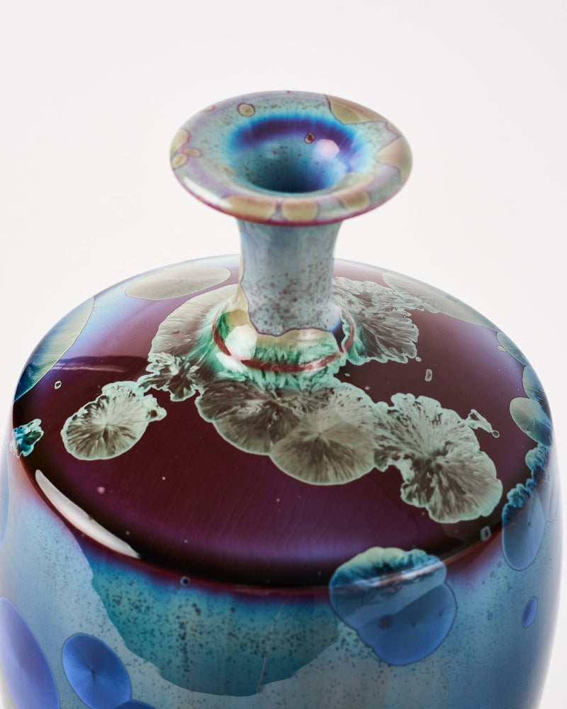 Ted Secombe — Crystalline Glaze Vase, 'Copper and Cobalt'