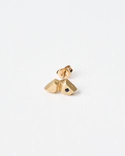 Lauren Trojkovic — 'Crystalline II' Stud in Gold with Ceylon Sapphire