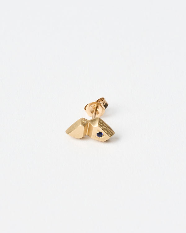 Lauren Trojkovic — 'Crystalline II' Stud in Gold with Ceylon Sapphire