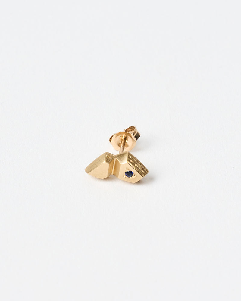 Lauren Trojkovic — 'Crystalline II' Stud in Gold with Ceylon Sapphire