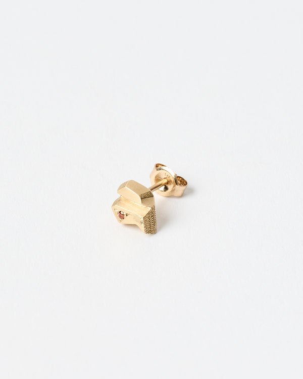 Lauren Trojkovic — 'Crystalline V' Stud in Gold with Sapphire