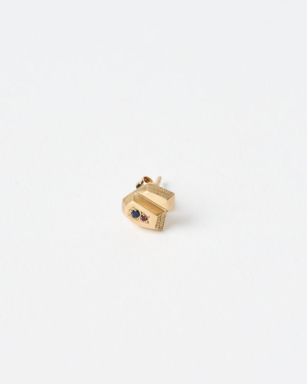 Lauren Trojkovic — 'Crystalline VI' Stud in Gold with Sapphires