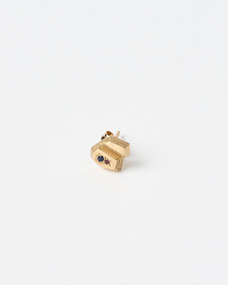 Lauren Trojkovic — 'Crystalline VI' Stud in Gold with Sapphires