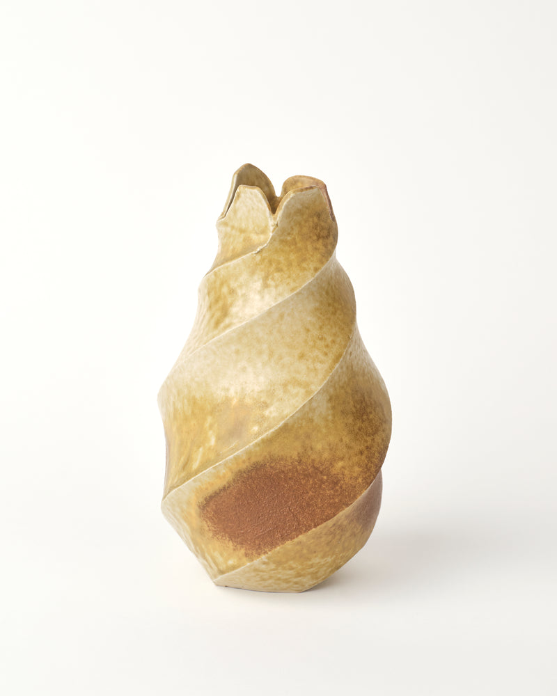 Terunobu Hirata — Twist Facteed Vase in Ash Glaze