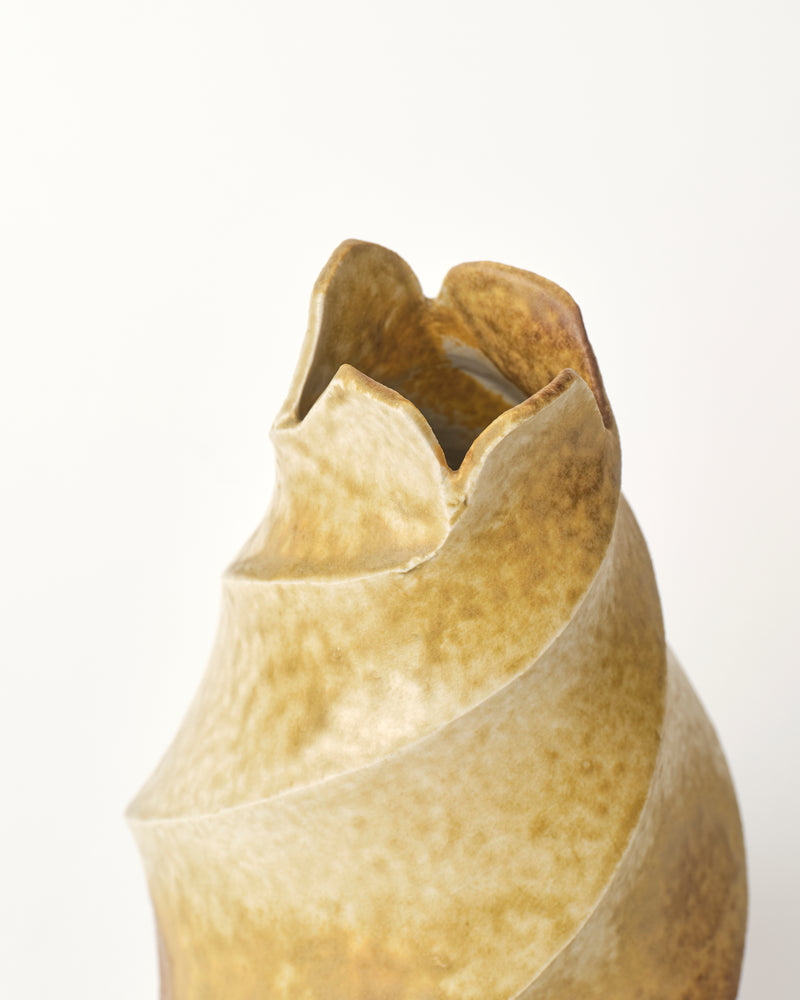 Terunobu Hirata — Twist Facteed Vase in Ash Glaze