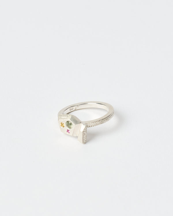 Lauren Trojkovic — 'Affinity' Ring in Silver with Sapphires