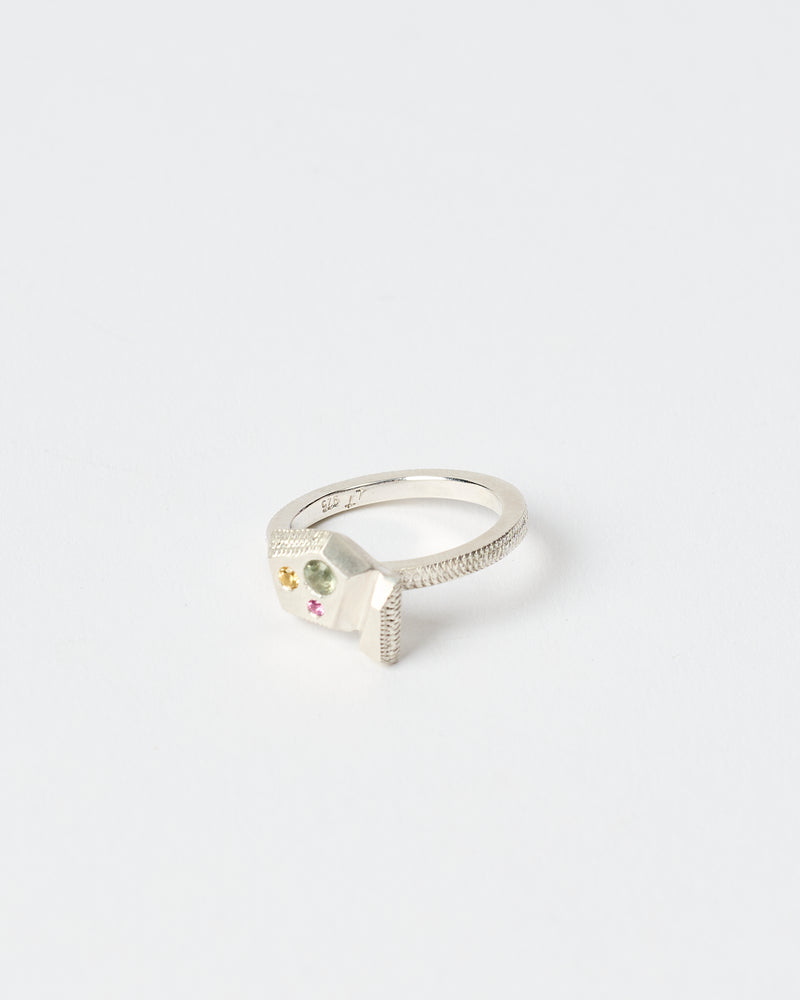Lauren Trojkovic — 'Affinity' Ring in Silver with Sapphires