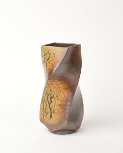 Terunobu Hirata — Cylindrical Twist Vase in Ash Glaze