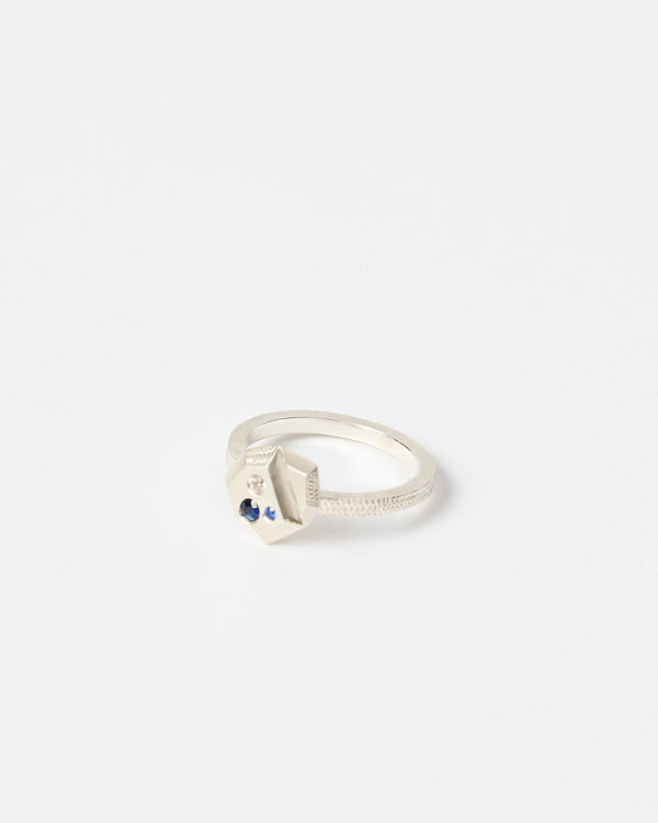 Lauren Trojkovic — 'Proximity' Ring in Silver with Sapphires