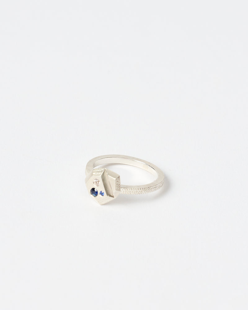 Lauren Trojkovic — 'Proximity' Ring in Silver with Sapphires