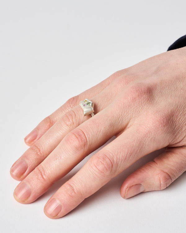 Lauren Trojkovic — 'Affinity' Ring in Silver with Sapphires