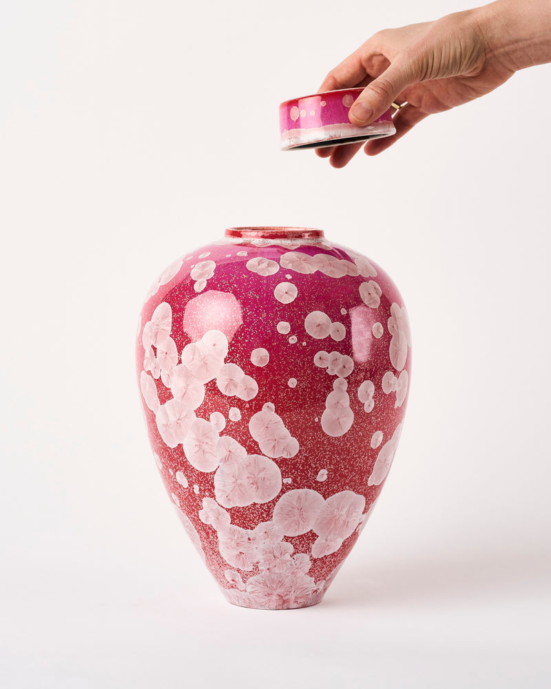 Ted Secombe — Crystalline Glaze Jar, 'Pink with Crystals'